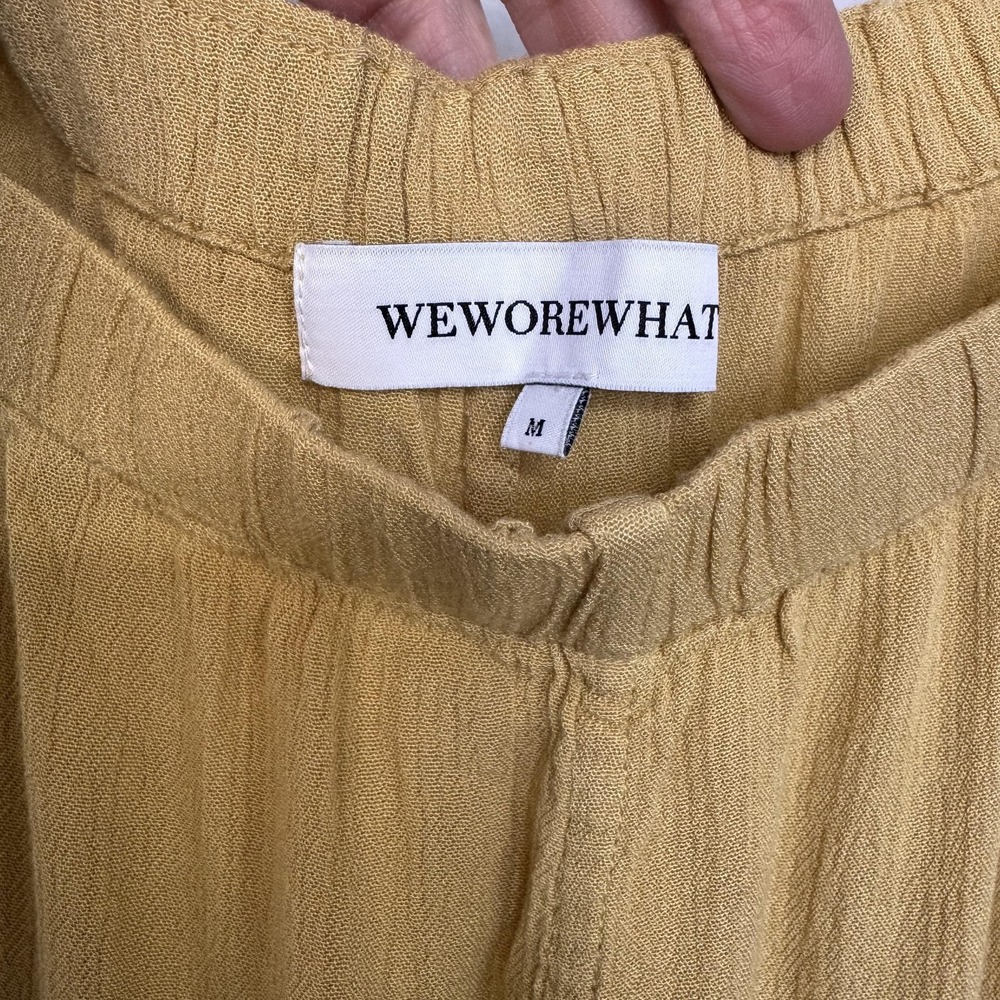 WeWoreWhat Jumpsuit Women's Medium Yellow Bohemian Wide Leg Adjustable Straps - Picture 8 of 15